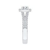 Split Shank Diamond Halo Engagement Ring in 14K White Gold 