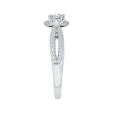 Split Shank Diamond Halo Engagement Ring in 14K White Gold 