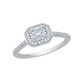 Emerald Cut Diamond Halo Engagement Ring in 14K White Gold