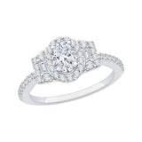 Oval Cut Diamond Halo Engagement Ring in 14K White Gold