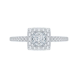Princess Cut Diamond Halo Engagement Ring in 14K White Gold