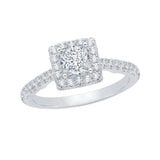 Princess Cut Diamond Halo Engagement Ring in 14K White Gold