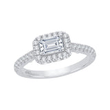 Emerald Cut Diamond Halo Engagement Ring in 14K White Gold