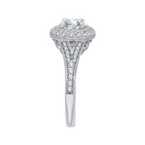 Split Shank Oval Cut Diamond Double Halo Engagement Ring in 14K White Gold (Semi-Mount)