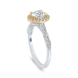 Round Diamond Halo Vintage Engagement Ring in 14K Two Tone Gold (Semi-Mount)