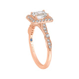 Emerald Cut Diamond Halo Vintage Engagement Ring in 14K Rose Gold (Semi-Mount)