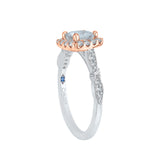 Cushion Cut Diamond Halo Vintage Engagement Ring in 14K Two Tone Gold (Semi-Mount)