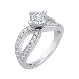 Split Shank Princess Cut Diamond Engagement Ring in 14K White Gold (Semi-Mount)
