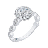 Round Diamond Halo Engagement Ring in 14K White Gold (Semi-Mount)