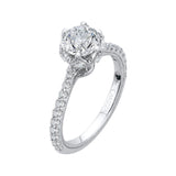 Round Diamond Cathedral Style Engagement Ring in 14K White Gold (Semi-Mount)