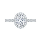 Oval Cut Diamond Halo Engagement Ring in 14K White Gold (Semi-Mount)