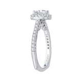 Oval Cut Diamond Halo Engagement Ring in 14K White Gold (Semi-Mount)