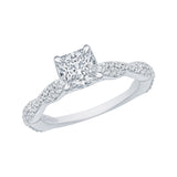 Princess Cut Diamond Engagement Ring with Criss-Cross Shank in 14K White Gold (Semi-Mount)