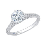 Euro Shank Round Diamond Engagement Ring in 14K White Gold (Semi-Mount)