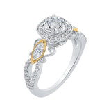 Round Diamond Halo Engagement Ring in 14K Two Tone Gold (Semi-Mount)