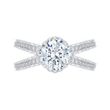 Round Diamond Engagement Ring with Crossover Shank in 14K White Gold (Semi-Mount)
