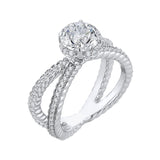 Round Diamond Engagement Ring with Crossover Shank in 14K White Gold (Semi-Mount)