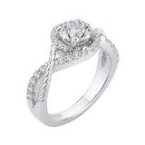 Round Diamond Engagement Ring in 14K White Gold (Semi-Mount)
