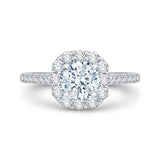 Round Diamond Halo Engagement Ring in 14K White Gold (Semi-Mount)