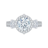 Diamond Halo Engagement Ring in 18K White Gold (Semi-Mount)