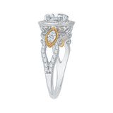 Oval Cut Diamond Halo Engagement Ring in 14K Two Tone Gold (Semi-Mount)