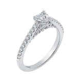 Heart Diamond Vintage Engagement Ring in 14K White Gold