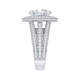 Oval Cut Diamond Halo Engagement Ring in 18K White Gold (Semi-Mount)