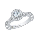 Diamond Halo Engagement Ring in 14K White Gold