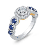 Round Diamond Engagement Ring with Sapphire in 14K Two Tone Gold (Semi-Mount)