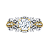 Round Diamond Halo Engagement Ring in 14K Two Tone Gold (Semi-Mount)