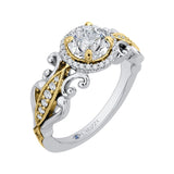 Round Diamond Halo Engagement Ring in 14K Two Tone Gold (Semi-Mount)