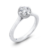 Round Diamond Classic Engagement Ring in 14K White Gold (Semi-Mount)