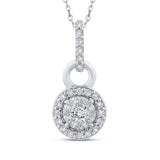 10K White Gold 1/3 Ct Diamond Fashion Pendant with Chain 14K White Gold