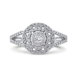 10K White Gold 1/2 ct Round White Diamond Fashion Ring in 14K White Gold