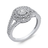 10K White Gold 1/2 ct Round White Diamond Fashion Ring in 14K White Gold
