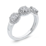 10K White Gold 1/2 ct Round Diamond Three Stone Fashion Ring in 14K White Gold