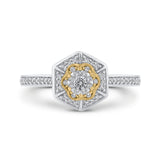 1/3 ct Round White Diamond Hexagon Shape Fashion Ring in 10K Two Tone Gold
