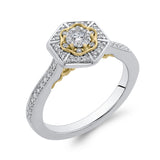 1/3 ct Round White Diamond Hexagon Shape Fashion Ring in 10K Two Tone Gold