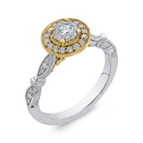 1/3 ct Round White Diamond Double Halo Fashion Ring in 10K Two Tone Gold