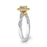 1/3 ct Round White Diamond Double Halo Fashion Ring in 10K Two Tone Gold