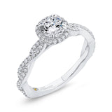 Floral Halo Diamond Engagement Ring in 14K White Gold