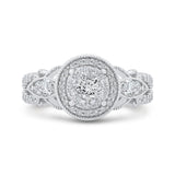 Diamond Halo Engagement Ring in 14K White Gold