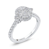 Round Diamond Halo Engagement Ring in 14K White Gold