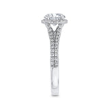 Split Shank Round Diamond Halo Engagement Ring in 14K White Gold (Semi-Mount)