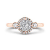 Round Diamond Halo Engagement Ring in 14K Two Tone Gold
