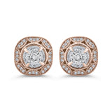 Round Diamond Stud Earrings in 14K Two Tone Gold