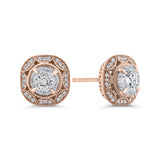 Round Diamond Stud Earrings in 14K Two Tone Gold