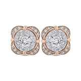 Diamond Stud Earrings in 14K Two Tone Gold