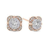 Diamond Stud Earrings in 14K Two Tone Gold