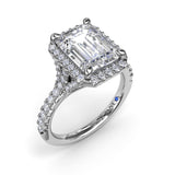 Striking Split Shank Diamond Halo Engagement Ring